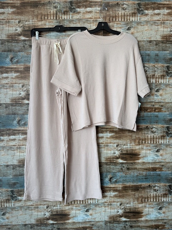 Zenana Outfitters Other - Zenana Outfitters Taupe Ribbed Two-Piece Lounge Set
